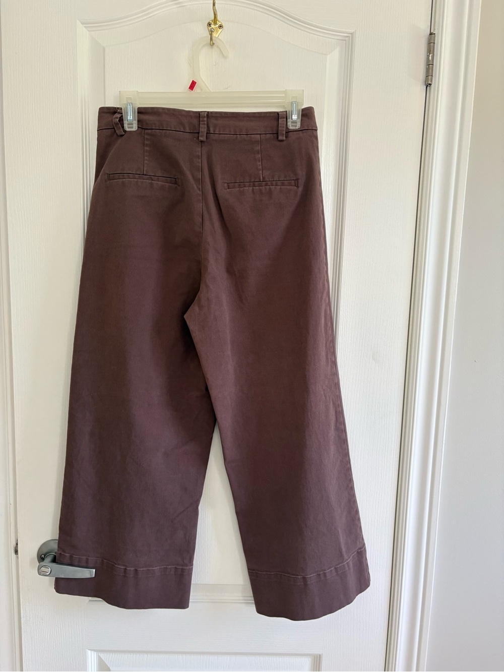 Frank and Oak Casual Wide-Leg cropped Pants in Dark Brown